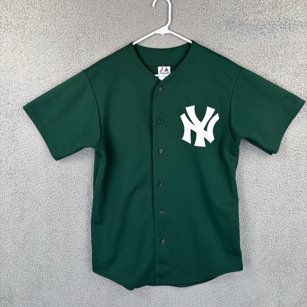 Vintage Derek Jeter #2 NY‎ Yankees Green St Patricks Jersey Medium Majestic 90s